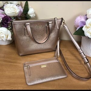 Kate spade Rose gold crossbody with wristlet